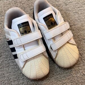 Adidas Baby Superstar White & Black Velcro Shell-Toe Sneakers